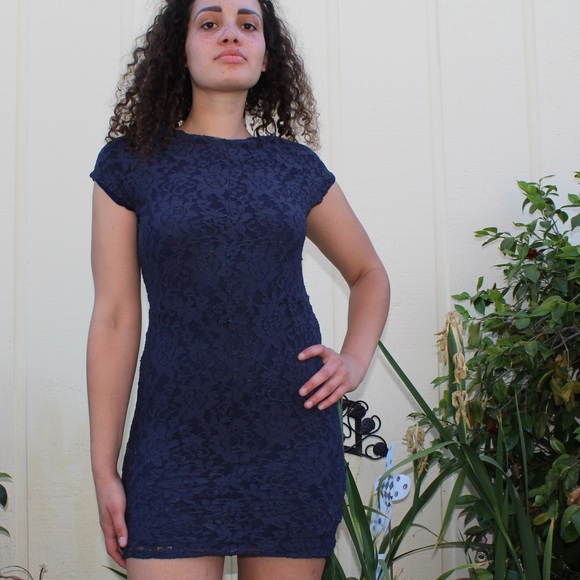 knee length dresses for ladies Coti Bodycon Dress in Mesh Blue